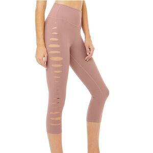 Alo yoga high waist slice Leggings Capri Smokey Quartz XS